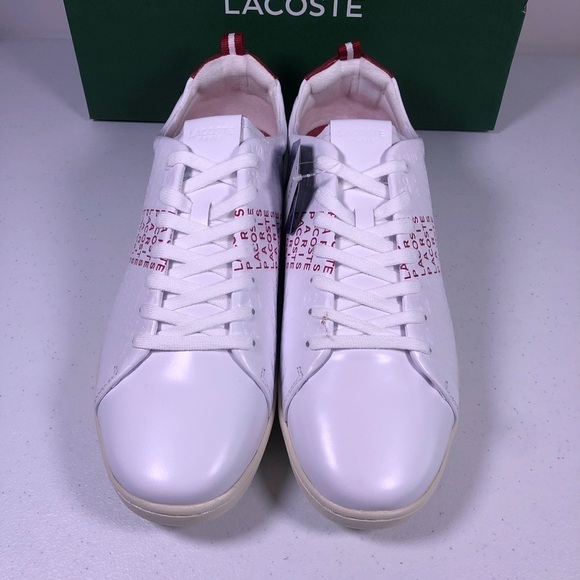 LACOSTE Mens Carnaby Evo 11 Casual Shoes White Red main image 5